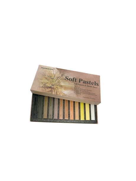 MAIMOUFIN 12-Pack Earth Tone Square Soft Pastels Water-Soluble Blendable Artist Drawing Pastels Set for Artists & Hobbyists Drawing, Painting & Sketching (Brown) MAIMOUFIN