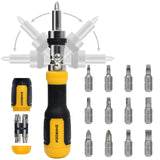 SHARDEN Ratcheting Screwdriver Multi Bit Screw Driver 13-in-1 Tool Ratchet Screwdriver Set Flat Head/Square/Torx/Hex/Phillips Screwdriver, 180 Degree Pivoting Adjustable Angle Magnetic Screwdriver Sharden