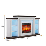 72" LED Electric Fireplace with Mantel, Fireplace TV Stand for 80 Inch TV, Entertainment Center with 23'' Red Brick Fireplace, Delicate Three-Dimensional Molding with Remote Control for Living Room BOSHIRO