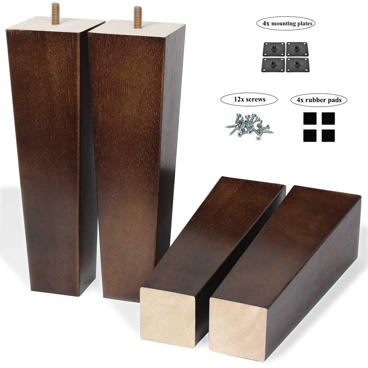 AORYVIC Wood Furniture Legs 10 inch End Table Legs Square Couch Legs Set of 4 Mid-Century Modern Replacement Legs for Armchair Recliner Coffee Table Dresser Sideboard AORYVIC