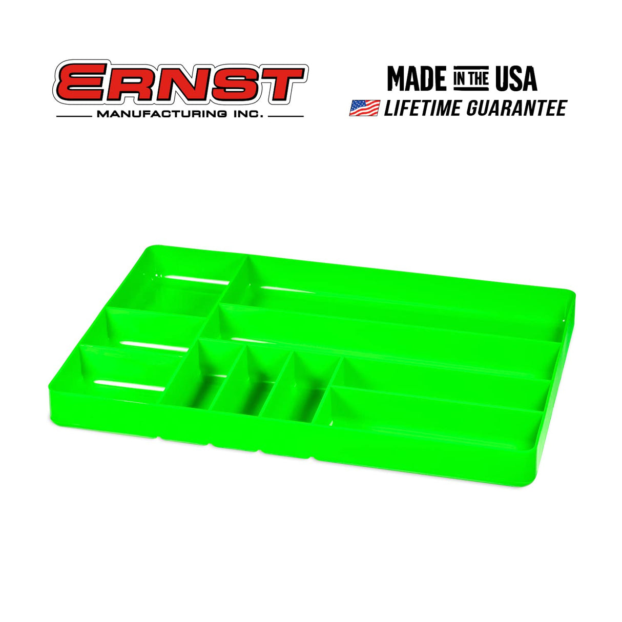ERNST Tool Organizer Tray, Green, 10-Compartments, Storage, Garage, Workshop, Organization, Tools, Equipment, Heavy-Duty, Multi-Compartment, Durable, Industrial, Workbench, Efficient Storage Ernst Manufacturing