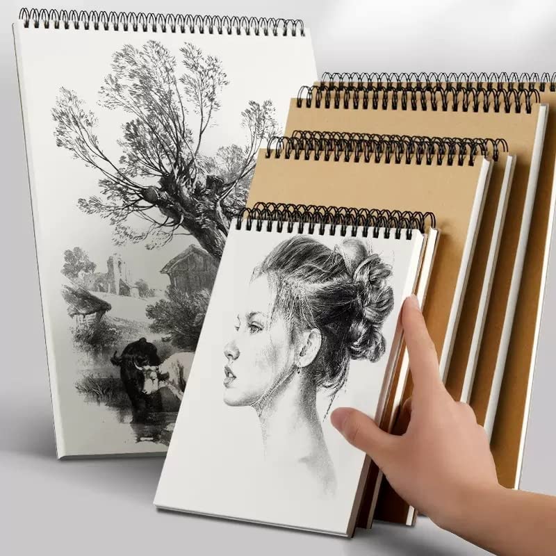 Mixed Media Sketch Pad,5.5" x 8.5" Spiral Bound (98lb/160gsm), 90 Sheets, Pack of 3, Durable Acid Free Sketchbook Hardcover Sketchbook, for Wet and Dry Media, Drawing, Painting (3 Pack- 5.5"X8.5") FONTSATTY