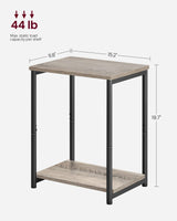 VASAGLE Side Tables Set of 2, Small End Table, Nightstand for Living Room, Bedroom, Office, Bathroom, Greige and Black ULET272B02 VASAGLE