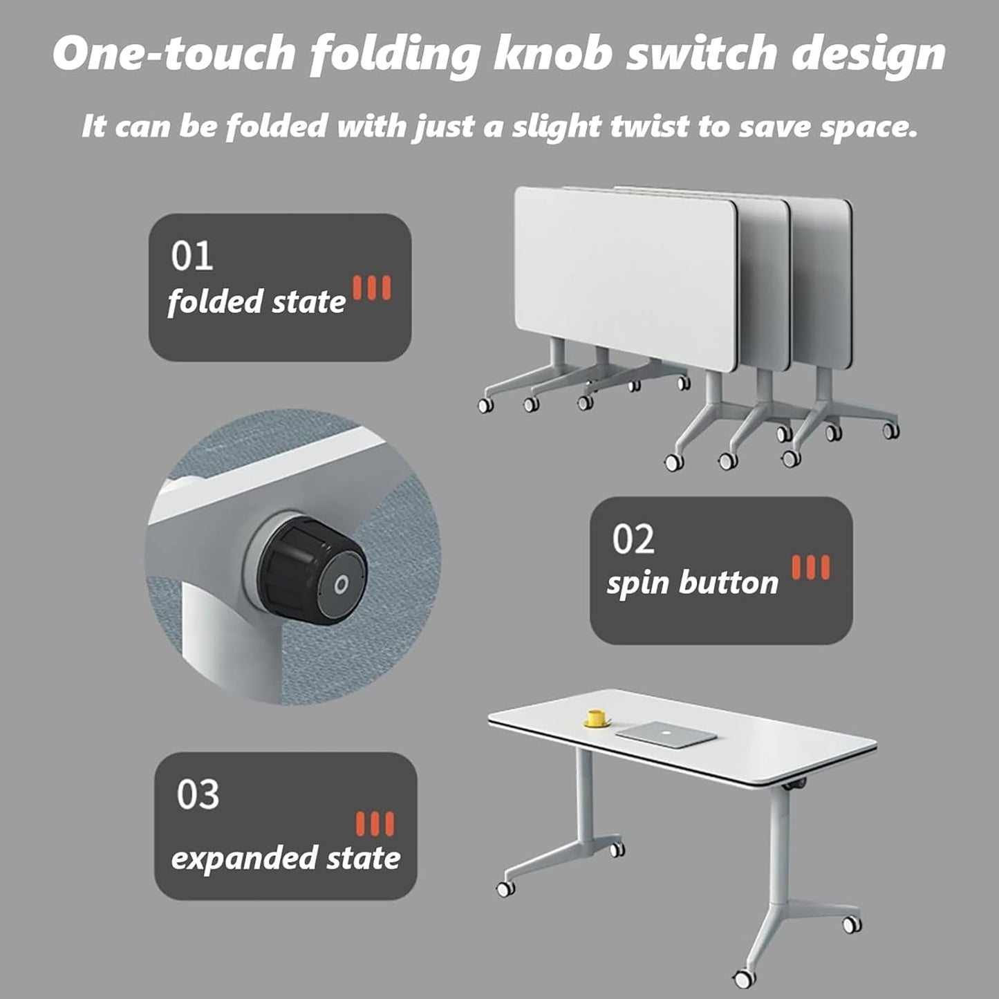 Conference Table Folding Conference Table, Conference Rooms Training Rooms Flip Top Mobile Training Table, Mobile Training Seminar Table with Caster Wheels, Suitable Suitable for Offices, Cla - WoodArtSupply