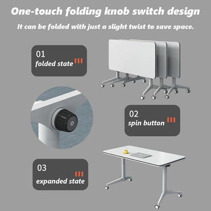 Conference Table Folding Conference Table, Conference Rooms Training Rooms Flip Top Mobile Training Table, Mobile Training Seminar Table with Caster Wheels, Suitable Suitable for Offices, Cla - WoodArtSupply