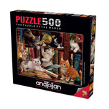Anatolian Puzzle - Kittens in The Library - 500 Piece Jigsaw Puzzle #3618, Multicolor Anatolian