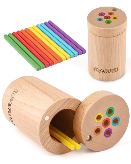 DINORUN Toddler Toys Montessori Toys for 1 2 3 Year Old Color Matching Fine Motor Toys for Toddlers 1-3 Sensory Toys Wooden Educational Toys for 1 Year Old DINORUN