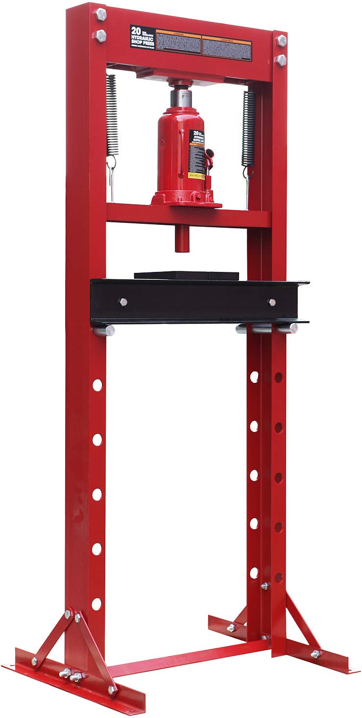BIG RED ATY20011R Torin Steel H-Frame Hydraulic Garage/Shop Floor Press with Stamping Plates, 20 Ton (40,000 lb) Capacity, Red BIG RED