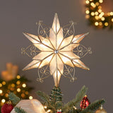 Kurt Adler UL3110 10-Light 6-Point Capiz Star Treetop With Scroll Design Kurt S. Adler