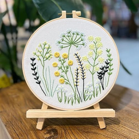 CHIYOSING Embroidery Kit for Beginners Adults, 3 Floral Pattern to Learn Over 30 Different Stitches,Includes Step-By-Step Instructions,Sharp Scissors and 2 Exquisite Hairpins and Multiple Accessories CHIYOSING