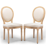SoarTalent Upholstered Dining Chairs Set of 2 French Country Oval Fabric Back Kitchen Side Chair with Wood Legs for Dining Room, Kitchen, Restaurant(Beige-Fabric) SoarTalent