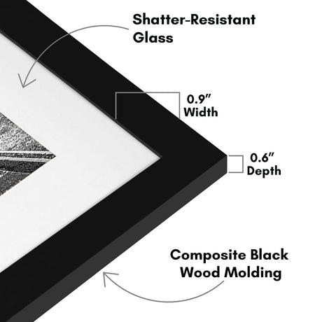 Americanflat 11x14 Picture Frame with Shatter-Resistant Glass - Use as 8x10 Frame with Mat or 11x14 Frame Without Mat - Signature Collection - Photo Frame for Wall Display - Black Americanflat