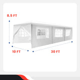 Canopy 10'x30' Party Tent Heavy Duty Outdoor Gazebo Wedding Party Tent with 8 Removable Sidewalls Waterproof UV Resistant for Wedding Camping Shelter BBQ,White BestMassage