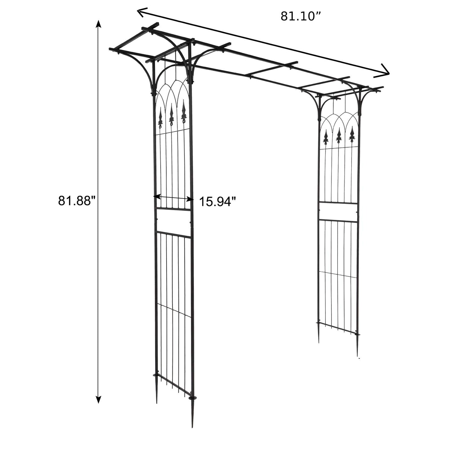 VINGLI Garden Arbor, Arch Archway for Wedding Ceremony Party, Steel Garden Trellis for Plant Climbing, Christmas Garden Decorations Pergola for Garden, Backyard, Lawn (Black) - WoodArtSupply