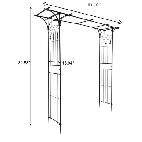 VINGLI Garden Arbor, Arch Archway for Wedding Ceremony Party, Steel Garden Trellis for Plant Climbing, Christmas Garden Decorations Pergola for Garden, Backyard, Lawn (Black) VINGLI