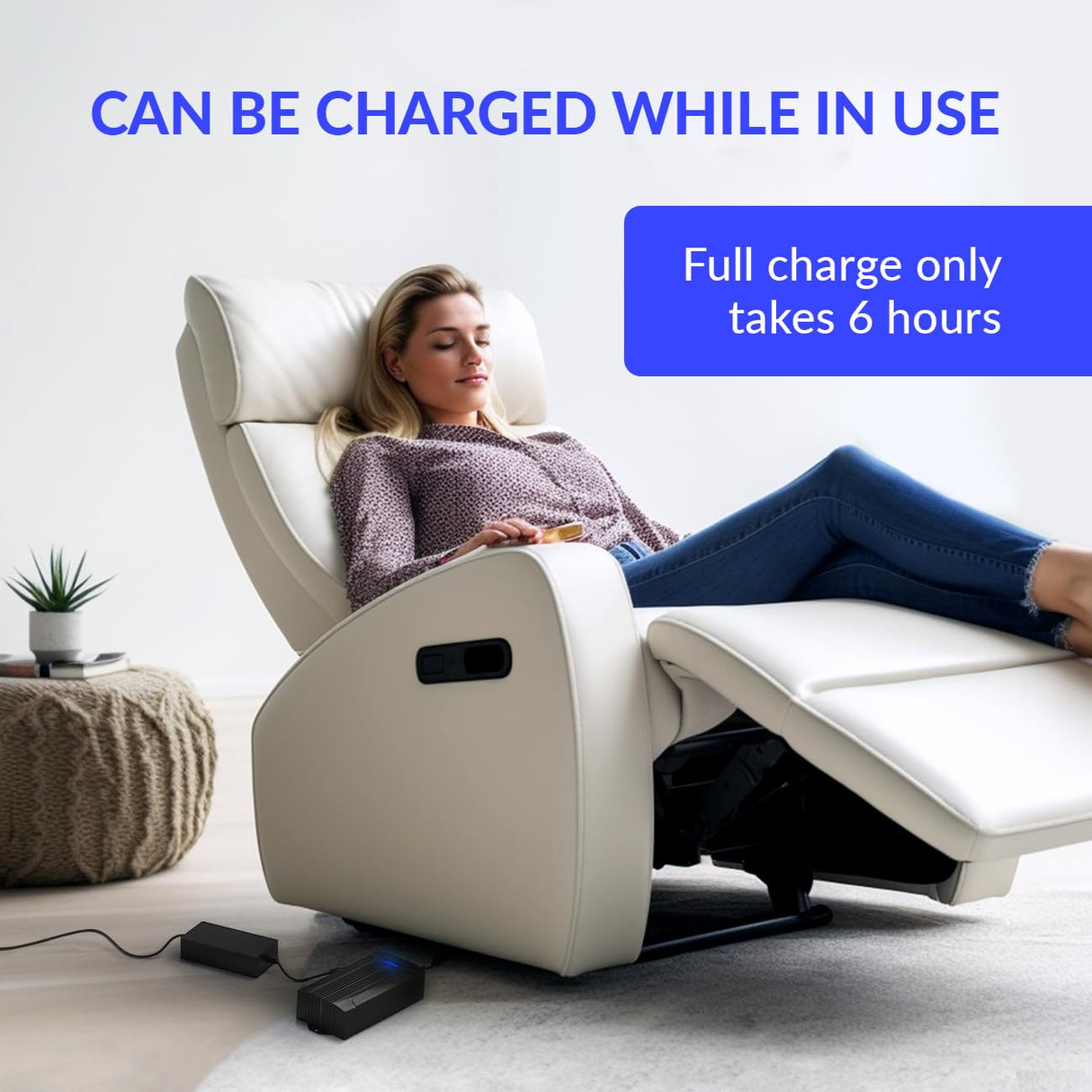 Lavolta Battery Pack for Reclining Furniture - Rechargeable Recliner Battery Pack - Universal 2-Pin Power Supply for Electric Recliners, Recliner Chair, Couch, Sofa (2200 mAh) Lavolta