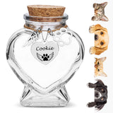 Personalized Memorial Bottle for Pet Hair Keepsake, Pet Memorial Fur Keepsake, Custom Silver Accessories with Name icon, Heart Shape Pet Memorial Urn Generic