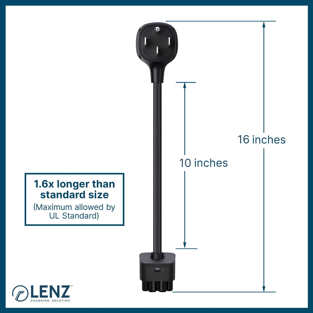 LENZ NEMA 14-50 Adapter for Tesla Gen 2 Mobile Charger (Verify Correct Outlet for Plug), Connect Tesla Portable Charger to 240V 14-50 Outlet at 32 Amp (16-Inch Length) LENZ