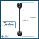 LENZ NEMA 14-50 Adapter for Tesla Gen 2 Mobile Charger (Verify Correct Outlet for Plug), Connect Tesla Portable Charger to 240V 14-50 Outlet at 32 Amp (16-Inch Length) LENZ
