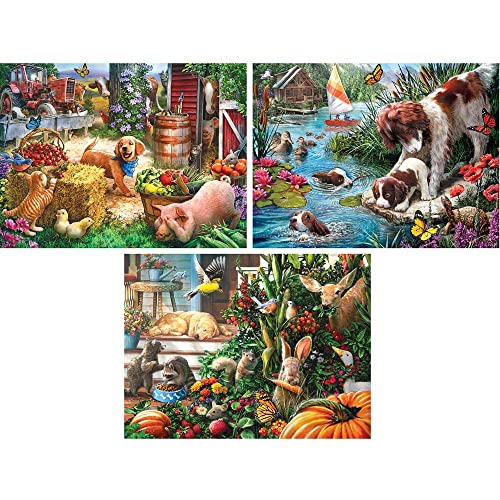 Bits and Pieces Set of 3 Jigsaw Puzzles 300 Pieces, Cute Puppies Collection Bits and Pieces