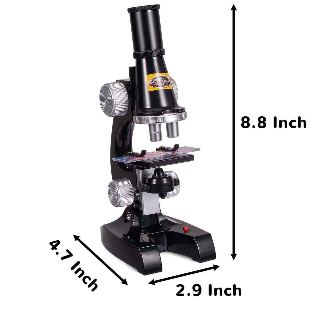Science Kits for Kids Beginner Microscope with LED 100X 400X and 1200X-Include Sample Prepared Slides 12pc- Educational Toy Birthday Valentine's Day Gift Black Little World