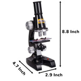 Science Kits for Kids Beginner Microscope with LED 100X 400X and 1200X-Include Sample Prepared Slides 12pc- Educational Toy Birthday Valentine's Day Gift Black Little World