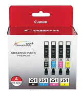 Genuine Canon PGI-250 (6497B001) CLI-251 (6513B004) Color (Black, Cyan,Magenta,Yellow) Ink Tank 5-Pack Canon