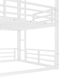 Bellemave Triple Bunk Bed Queen Size, Heavy Duty 3 Bunk Beds with Safety Guardrails and Noise-Reduced Design, Metal Triple Bed for 3 Kids, Teens, Adults, No Box Spring Needed White Bellemave