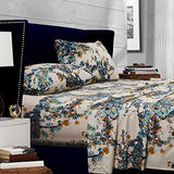 Tribeca Living Deep Pocket Queen Size Sheet Set - 300 Thread Count Cotton Sateen Sheets with 22-Inch Extra Deep Pockets, Oeko-Tex Certified, 4 Bedding Set in Casablanca Multi Print Tribeca Living