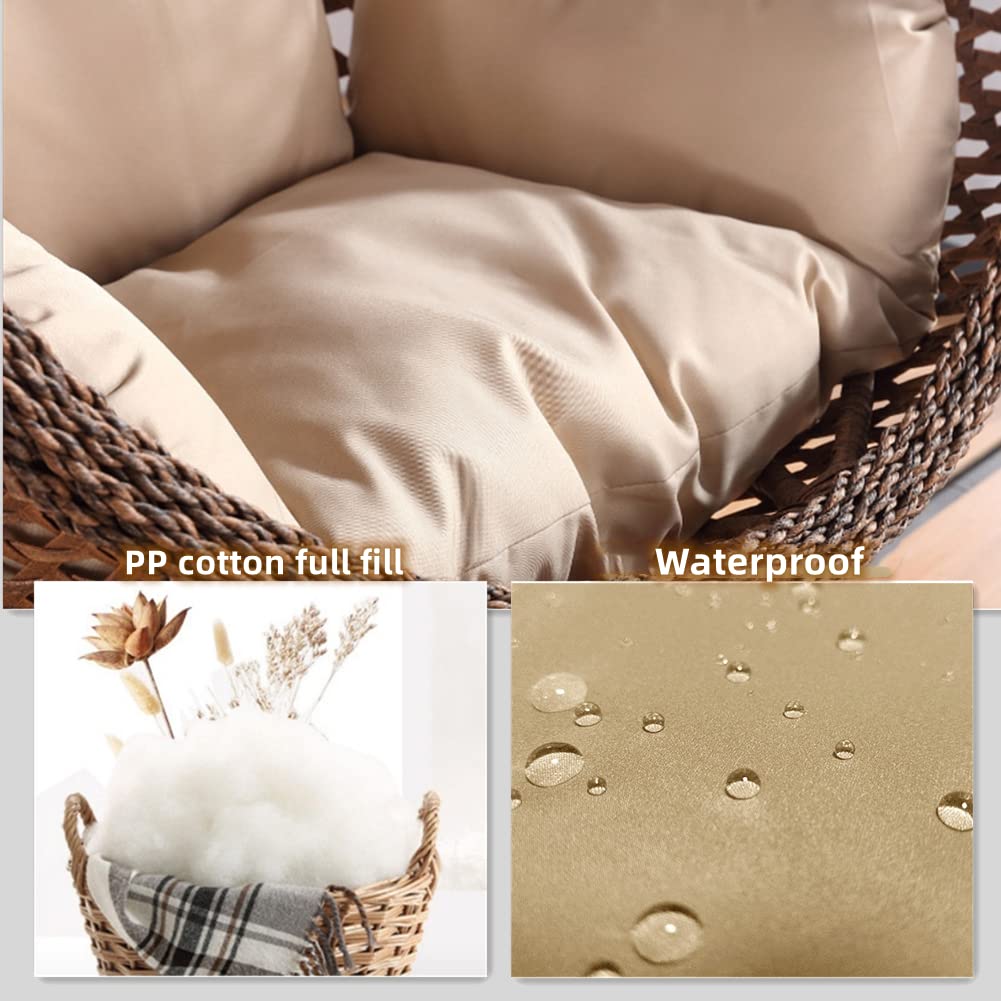 Srutirbo Swing Egg Cushion Replacement, Outdoor Hanging Basket Seat Cushion Pillow, Foldable Hanging Egg Chair Back Cushions with Headrest Pillow (Dark Grey) Srutirbo