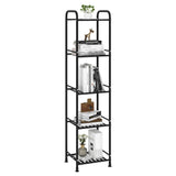 JSB 5 Tier Narrow Bathroom Shelving Unit, Kitchen Storage Rack Organizer Metal Corner Shelf for Living Room Laundry Pantry (Matte Black, 5 Tier) JSB