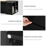 YITAHOME LED Coffee Table with Storage 4 Drawers, Modern Coffee Tables for Living Room, Wooden Rectangle Extendable Center Table with Open Shelves & Sliding Tabletop 35"- 61" for Home Office, Black YITAHOME