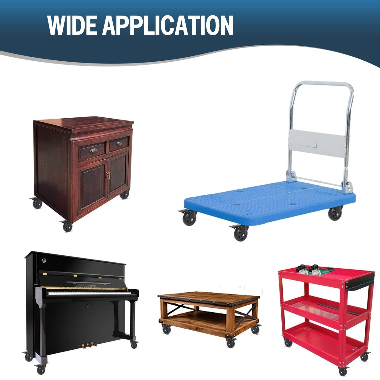 6 Inch Caster Wheels 3000lbs,Heavy Duty Casters Set of 4 with Brake, No Noise Polyurethane Swivel Caster Wheels for Cart,Furniture,Workbench(Free Screws & Spanners) Wieyunn