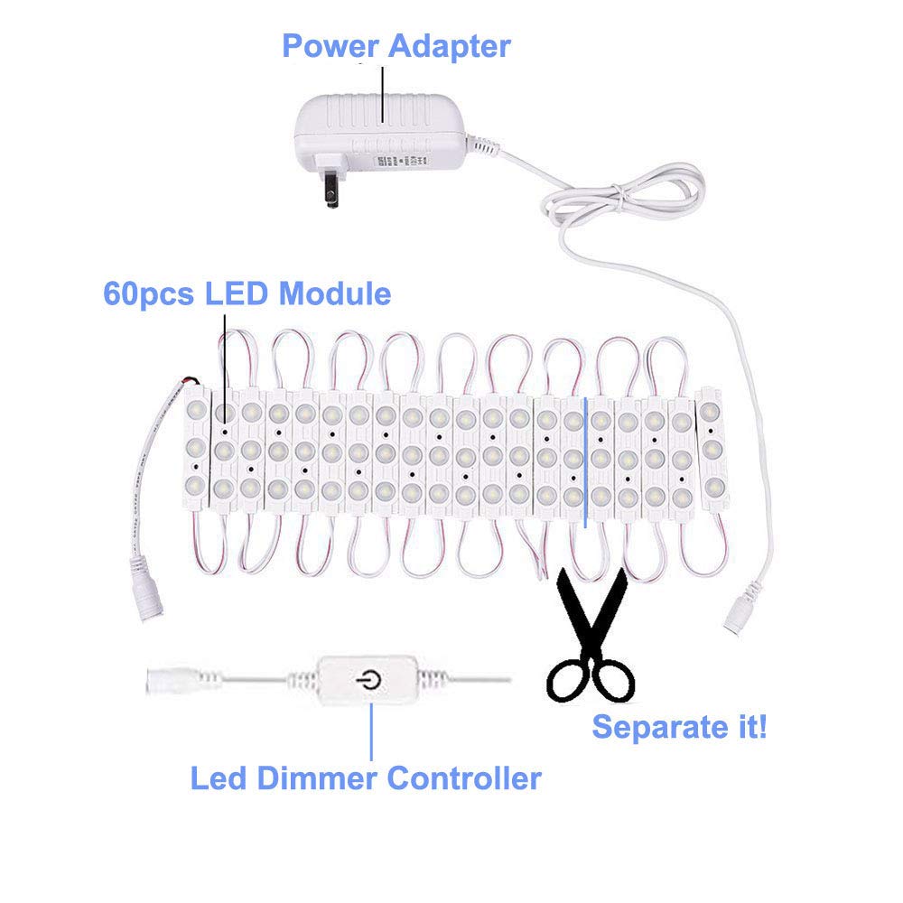 Led Vanity Mirror Lights, Hollywood Style Vanity Make Up Light, 10ft Ultra Bright White LED, Dimmable Touch Control Lights Strip, for Makeup Vanity Table & Bathroom Mirror, Mirror Not Included LPHUMEX