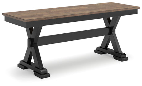 Signature Design by Ashley Wildenauer 50" Dining Bench, 48" W x 16" D x 19" H, Dark Brown & Black Signature Design by Ashley