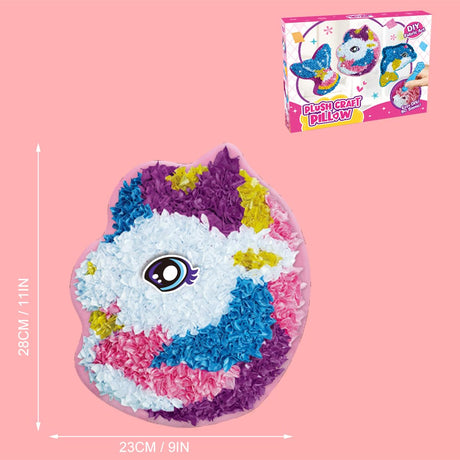 whatstem Plush Craft Unicorn Pillow, DIY Fabric Art Kits for Kids, No Sewing, Make Your Own Unicorn Pillow, Kids Creative Learning Activities, Fun with Bright Colors, Plush Animal Decompression Toys whatstem