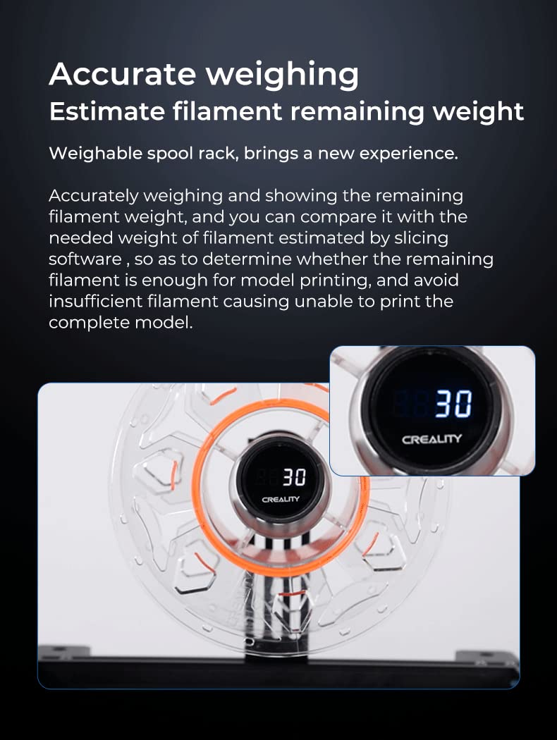 Creality Weighable 3D Digital Spool Rack Filament Holder Buit in Bearing Compatible with Anycubic Vyper Mega Ender 3 V2 Pro, Sidewinder X1 X2 Aluminum Profiles Frame 3D Printer Upgrades - WoodArtSupply