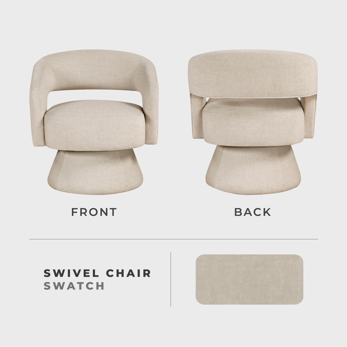 Lexicon 360 Degree Swivel Accent Chair, Modern Comfy Velvet Round Barrel Chair, Open Back, Plush Foam Cushions, Metal Swivel Base for Living Room/Bedroom/Office, Taupe Lexicon