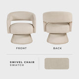 Lexicon 360 Degree Swivel Accent Chair, Modern Comfy Velvet Round Barrel Chair, Open Back, Plush Foam Cushions, Metal Swivel Base for Living Room/Bedroom/Office, Taupe Lexicon