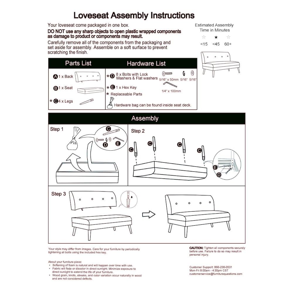 Handy Living Armless Loveseat in Mustard Yellow Linen with Espresso Legs Handy Living