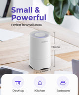 Rosekm Small Air Purifier for Home Bedroom, Personal Desk Mini Air Purifier, Room Hepa Air Purifier Fresheners Cleaner for Dorm, Pets, Smoke, Desktop, Office (White) Rosekm