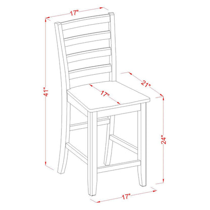 East West Furniture FAS-BLK-W Fairwind Counter Height Barstools - Ladder Back Wood Seat Chairs, Set of 2, Black & Cherry - WoodArtSupply