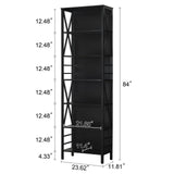 HOMISSUE Bookshelf, 7-Tier Bookshelf, Rustic Wood Metal Bookshelves and Bookcases, Freestanding Open Bookshelf, Industrial Tall Bookcase for Home Office, Living Room and Bedroom, Black HOMISSUE