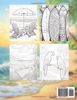 Beach Coloring Book for Adults: 52 Relaxing Landscapes, Beautiful Beaches, Ocean Life, Secluded Scenes, Mandala Patterns and Tiki Bars to Relieve Stress WoodArtSupply
