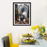 F-CANLAN Round Full Drill Diamond Painting Kit, 5D DIY Train Diamond Dots Arts Crafts Set Forest Train Crystal Crafts Dots with Diamond Adult Children Rhinestone Diamond Art Room Decor (12X16 inches) F-CANLAN