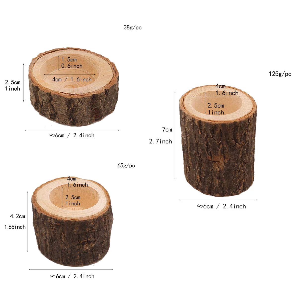 LOGANUSJ Tea Light Candle Holders, Personalized Wooden Votive Tealight Holder for Wedding Centerpieces for Table, Rustic Wedding Party Birthday Holiday Home Decoration (Set of 3) - WoodArtSupply