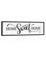 Home Sweet Home Wall Decor: Modern Farmhouse Rustic Sign 12" x 40", Master Bedroom Above Bed Framed Hanging Plaque, Family Decorative for Living Room HLJ ART