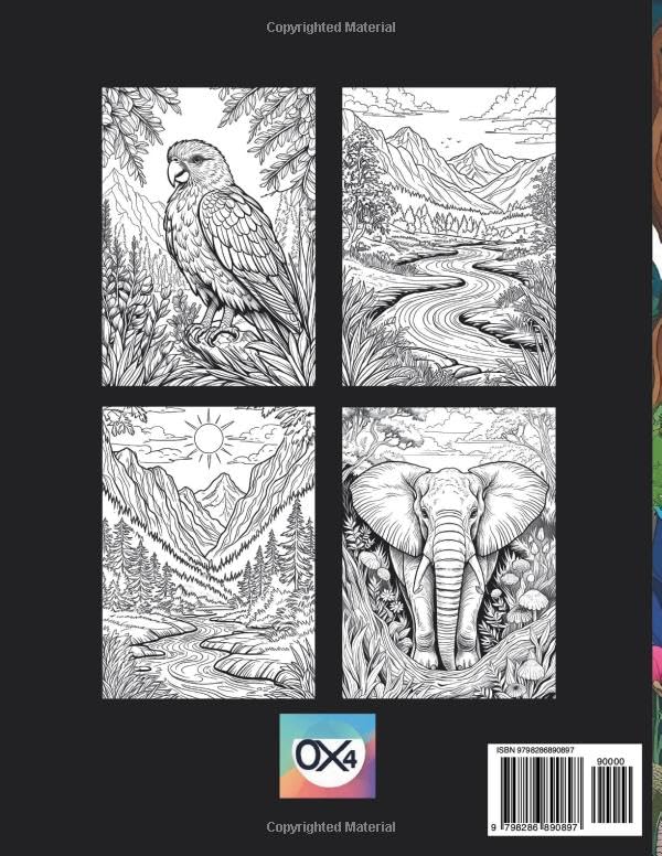 Nature Coloring Book: 60 Scenic Wildlife and Nature Landscape Pages for Relaxation, Mindfulness, and Stress Relief, Ideal for Teens, Adults, and Seniors WoodArtSupply