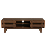 Luoxiao TV Stand for 60 Inch TV, Mid Century Modern Entertainment Center with Storage Boho Television Stand with Shelves and Grille Sliding Doors Wood Media Console for Living Room, Walnut Luoxiao