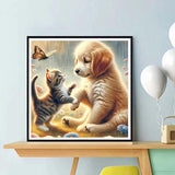 ZQEATRY 5D Diamond Painting Kits for Adults,Butterfly Diamond Art Kits for Beginners,DIY Dog with Cat Plays Diamond Dots Gem Art with Painting Kits for Adults Home Wall Decor 12 X 12 Inch ZQEATRY